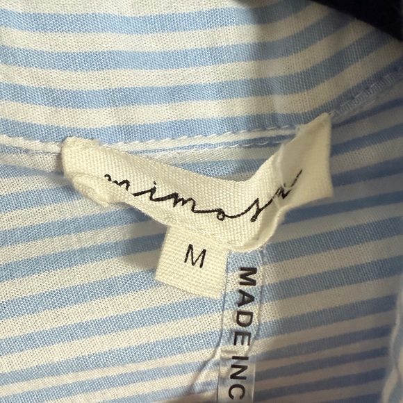 Triple Threads Blue Striped Button-Up Crop Top - Picture 2 of 3